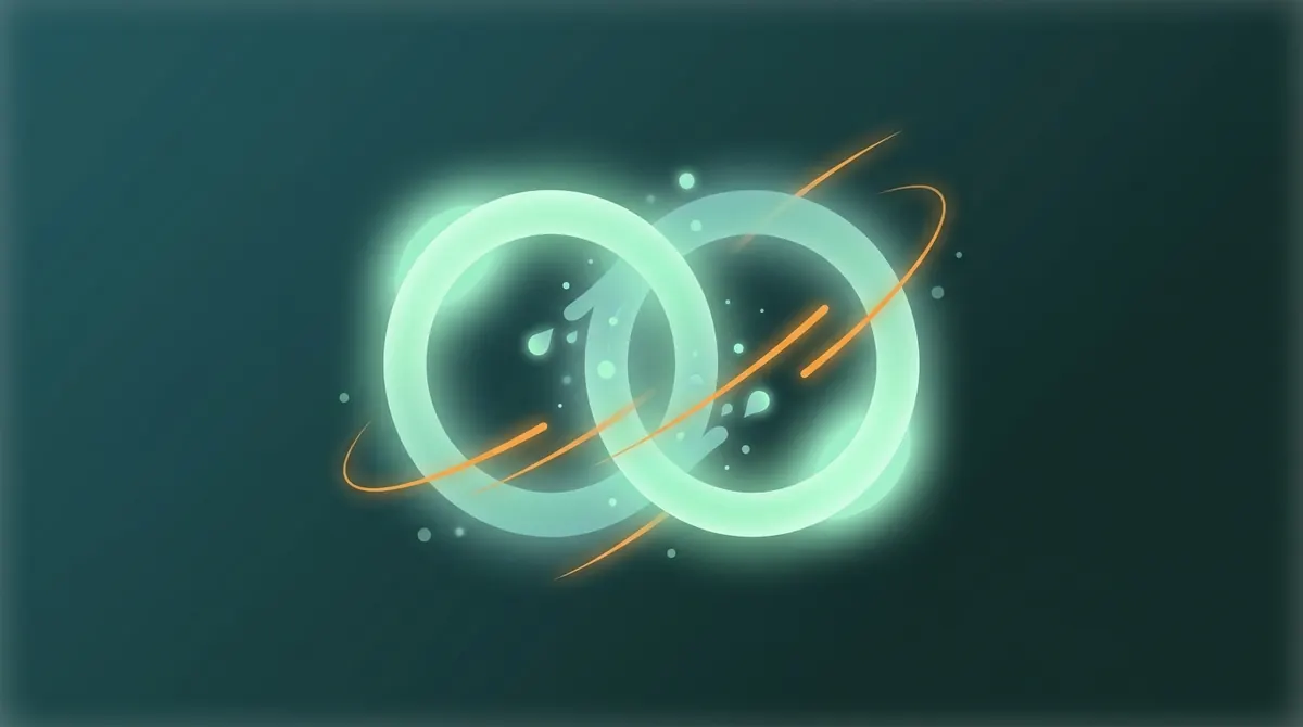 Two glowing rings linked together, representing GK Health and Apple Health sharing data